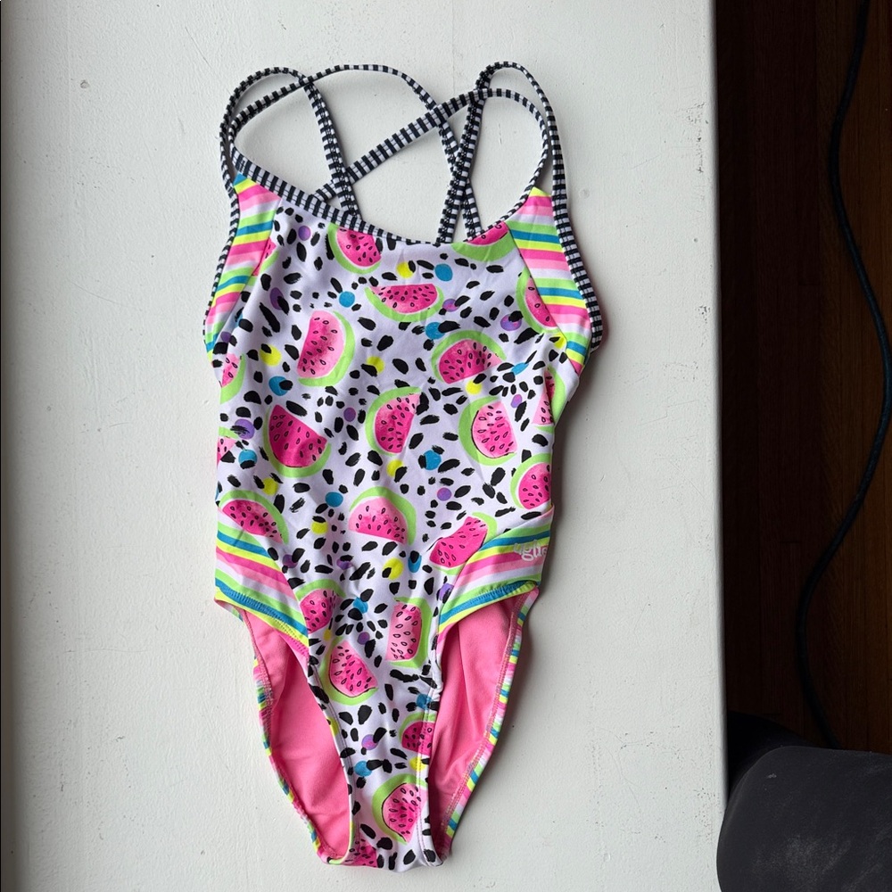 Dolfin Uglies Pink Watermelon Print Training Swimsuit - Size 30 NWOT